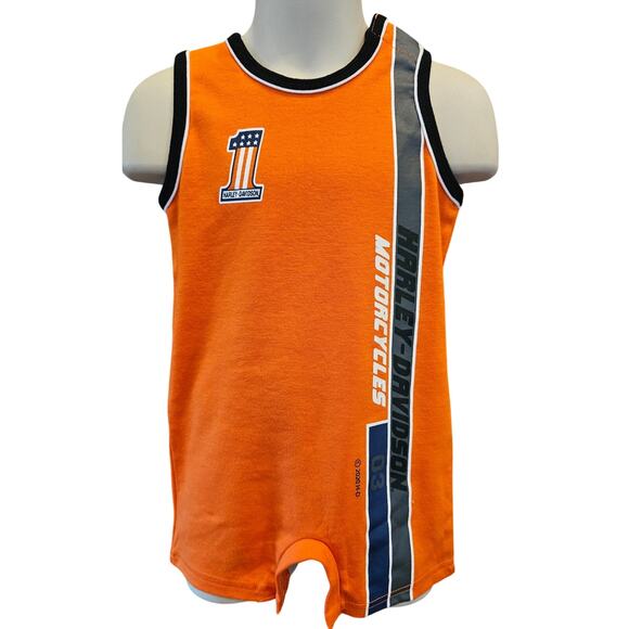 Harley Davidson sleeveless one piece outfit TODDLER 18M motorcycle snap EUC - Picture 1 of 7